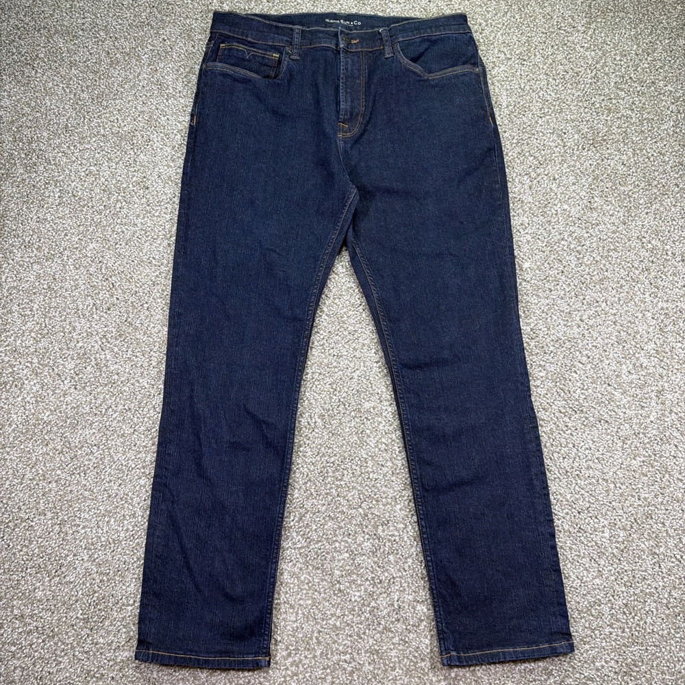 Men's Rising Sun Dark Wash Jeans 34X30 Dark Wash Premium Indigo Stretch Slim Fit